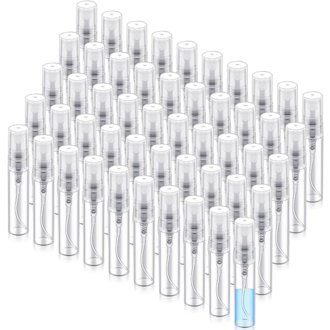 Zhehao 1 Pcs Mini Spray Bottles 5 ml Clear Glass Perfume Bottles Refillable Fine Mist Perfume Atomizer Portable Empty Sample Containers for Cleaning, Essential Oils, Travel (Clear Cap)