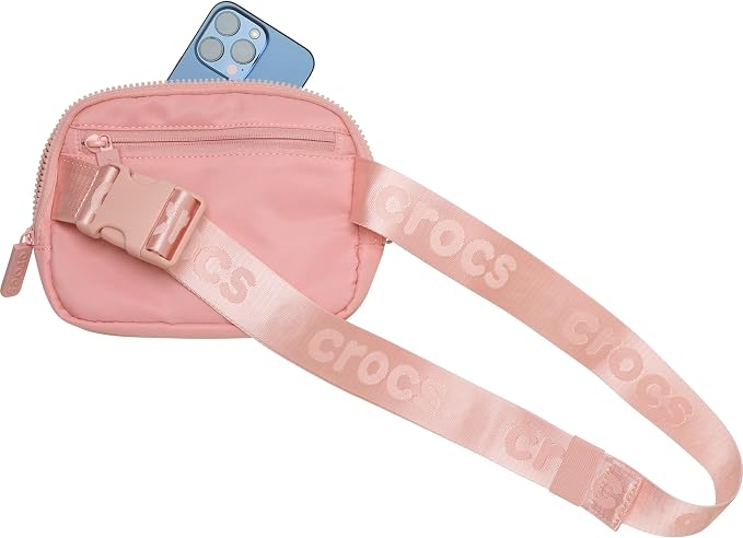 Crocs Classic Belt Waist Bag, Customizable Fanny Pack, Personalize with Jibbitz Charms, Powder Pink, One Size