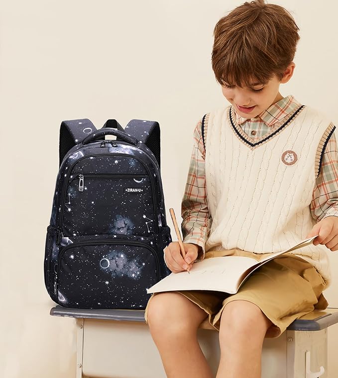 MITOWERMI Kids' Backpack for Boys Girls Elementary School Bags for Boys Bookbags Primary Students Children Backpack Galaxy Black