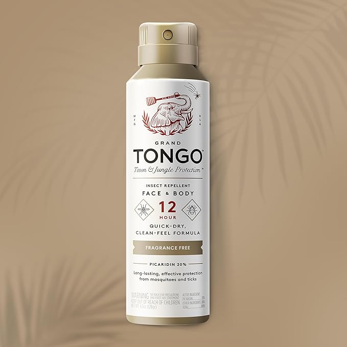 Grand Tongo Fragrance Free Insect Repellent, 12-Hour Mosquito & Tick Protection, Picaridin-Based, Water-Based, Lightweight, Quick-Drying, DEET Alternative, Face & Body Use, 3 Pack