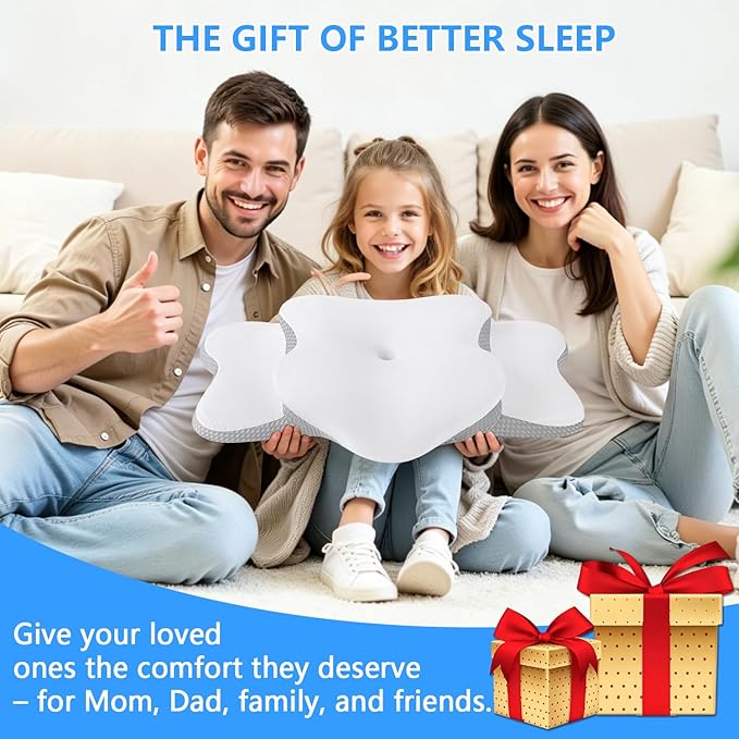 Cervical Neck Pillow for Neck Pain Relief & Side Sleeper | Ergo Pillow for Sleep Apnea, Neck Pain, and Snoring Relief | Orthopedic Memory Foam with Ergonomic Neck Support, White, Large