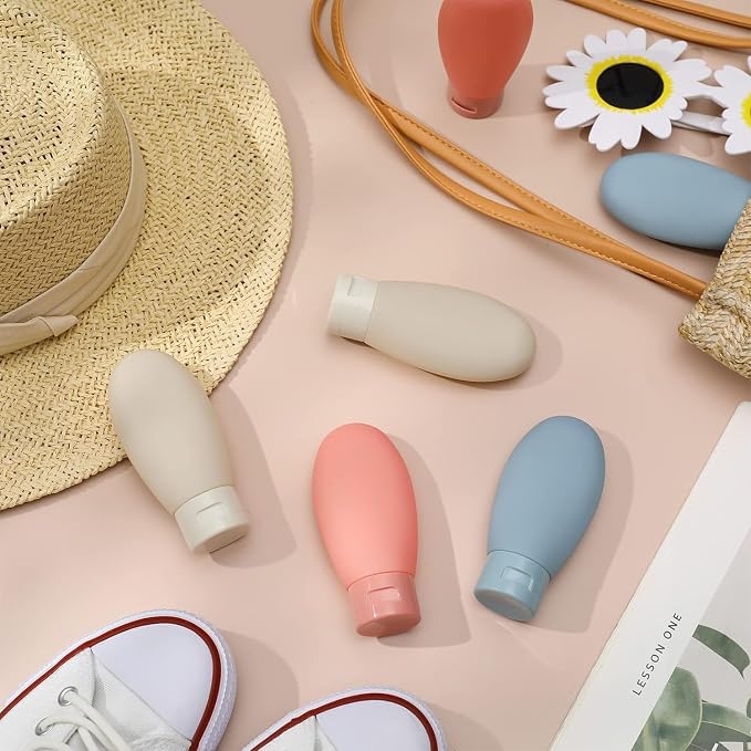 6 Pcs Travel Bottles Set,60Ml Travel Bottles & Containers,Small Mini Empty Plastic Squeeze Bottles For Travel Toiletries, Shampoo And Conditioner With Storage Bag, Multicolor (PACK OF 6)