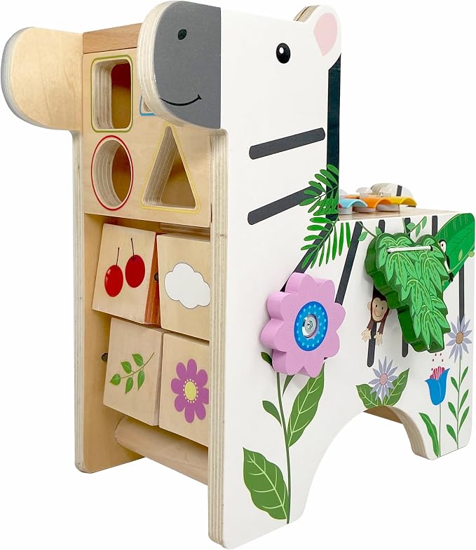 Teamson Kids - Preschool Zebra Wooden Activity Play Center with Xylophone | with Xylophone