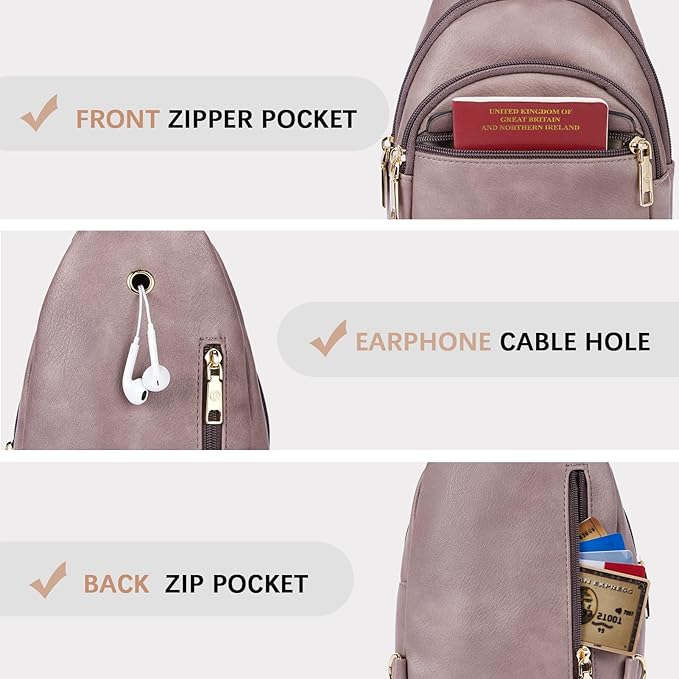BOSTANTEN Sling Bag for Women Leather Crossbody Bags Fanny Pack Chest Bag for Travel