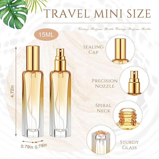 Domensi 30 Pcs 10/15/20/30 ml Perfume Travel Refillable Glass Bottles Spray Bottle Perfume Atomizer for Cologne Dispenser Leak-proof Fragrance Bottles Atomizer Pump Kit (15 ml,Fresh Color)