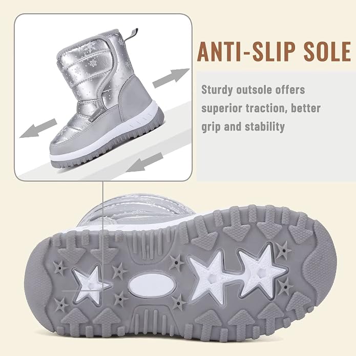 CIOR Winter Snow Boots for Boy and Girl Outdoor Waterproof with Fur Lined(Toddler/Little Kids)