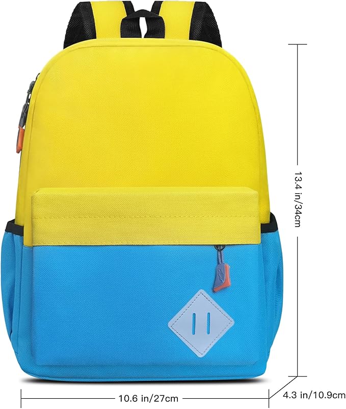 AZKAQA Little Kids Backpack for Girls Boys - Toddler Preschool Backpack School Bag Cute Kindergarten Backpack for Aged 3-6, Yellow Blue