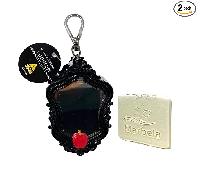 Bath & Body Works Disney Villains Collection Evil Queen Mirror Light-Up Hand Gel Holder with a Natural Oats Sample Soap