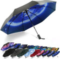 SY COMPACT Travel Umbrella - Windproof Automatic Compact Umbrella for Rain, Lightest 8-Rib, Small, Strong & Portable, Durable Grip, Fits Backpack & Car, Factory Direct (UV Available)