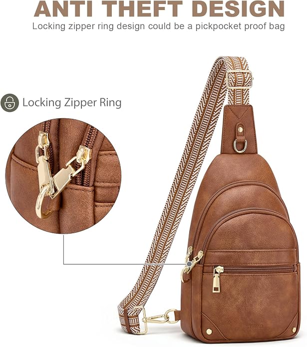 SYTRAH Anti Theft Crossbody Bags for Women, RFID Sling Bag Travel Purse, RFID Cross Body Purses Chest Bag for Travel