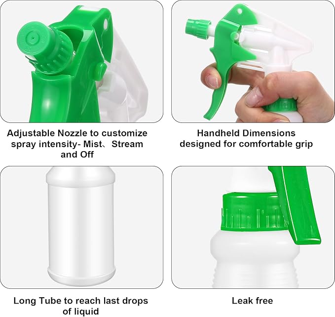 meekoo 12 Pcs 32 oz Plastic Spray Bottles Heavy Duty Spraying Leak Proof Mist Empty Water Bottle for Pets Cleaning Solutions Planting Spray Alcohol with Adjustable Nozzle and Label (Multicolor)
