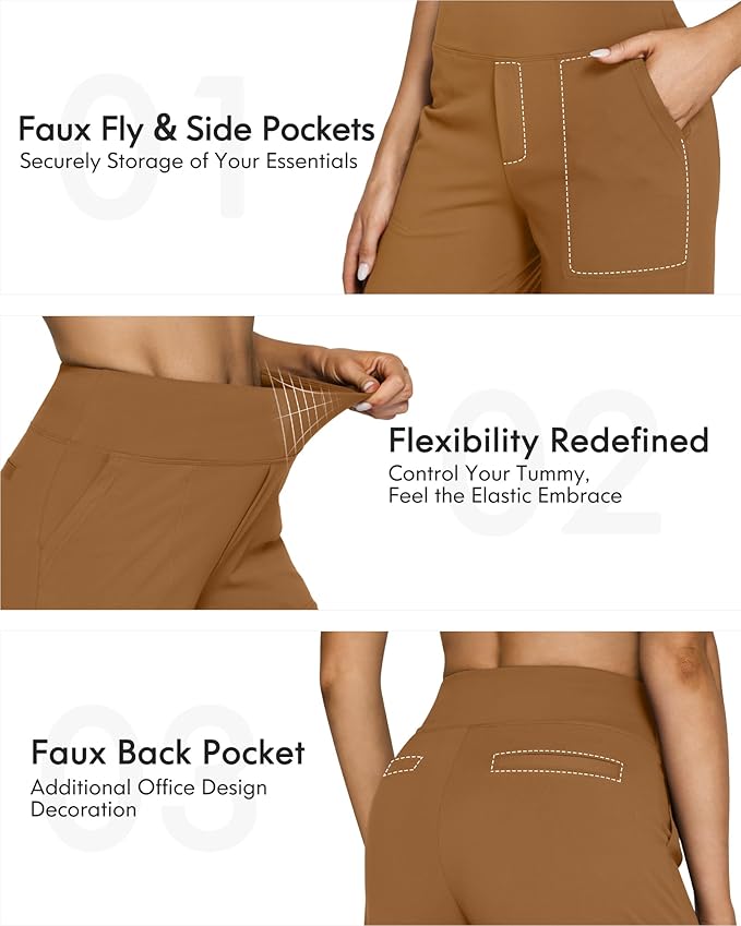 G4Free EverGoing Yoga Pants Women Wide Leg Pants with Pockets High Waist Stretch Dress Casual Sweatpants Petite/Regular/Tall