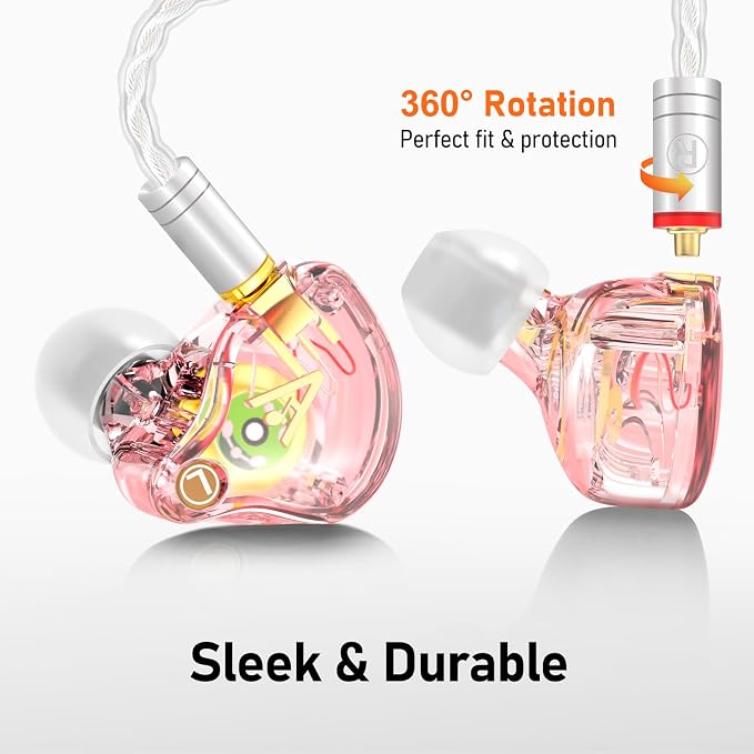 Vibes 202ML Wired Earbuds - HiFi in Ear Headphones for iPhone 5–14, Noise Isolating Ear Buds w/ Mic - Clear Sound, Deep Bass, Comfort-Fit Earphones - MMCX–LTN, Silver Plated Cord, Carrying Case