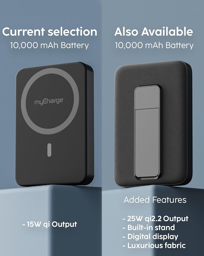 myCharge CliqAir 10000mAh Magnetic Power Bank – Ultra-Thin 0.5" Design | 15W Fast Wireless Charging | 20W PD USB-C Port | Powerful Magnetic Hold | Perfect for Travel, Work, or Everyday Use | Black