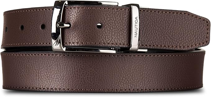 Nautica Men's Reversible Leather Belt | 2-in-1 | Classic | Everyday | Business | Work | Dress | Casual | Metal Buckle