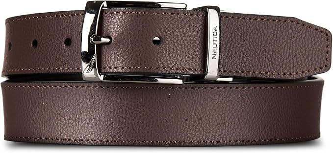 Nautica Men's Reversible Leather Belt | 2-in-1 | Classic | Everyday | Business | Work | Dress | Casual | Metal Buckle