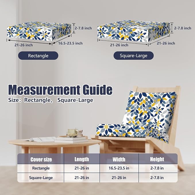 8Pcs Stretch Patio Cushion Covers, Outdoor Couch & Sofa Replacement Slipcovers for Patio Furniture Cushion Covers, Washable Reusable Furniture Protector