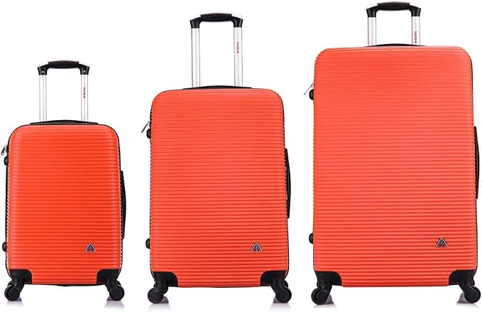 InUSA ROYAL Hardside Luggage Set with Spinner Wheel | Spacious Travel Suitcases with Ergonomic GEL Handle and Studs | (20/28/32) 3 Piece Luggage Set | Orange