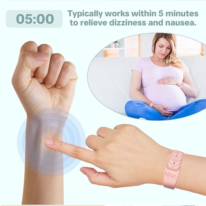 Motion Sickness Bracelets Wristband Sea Sickness for Adult Kids & Pregnant Women, Acupressure Anti Nausea Wristbands for Car Sea Air Cruise Travel Sickness, Relief Motion/Morning Sickness - 2 Pairs