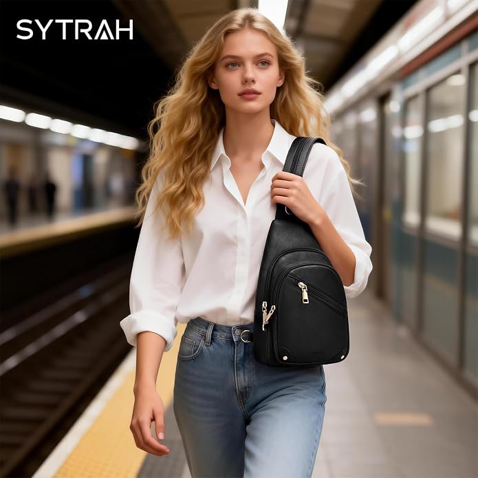 SYTRAH Anti Theft Sling Bag for Women, RFID Crossbody Purses Convertible Sling Backpack, Cross Body Purse Chest Bag