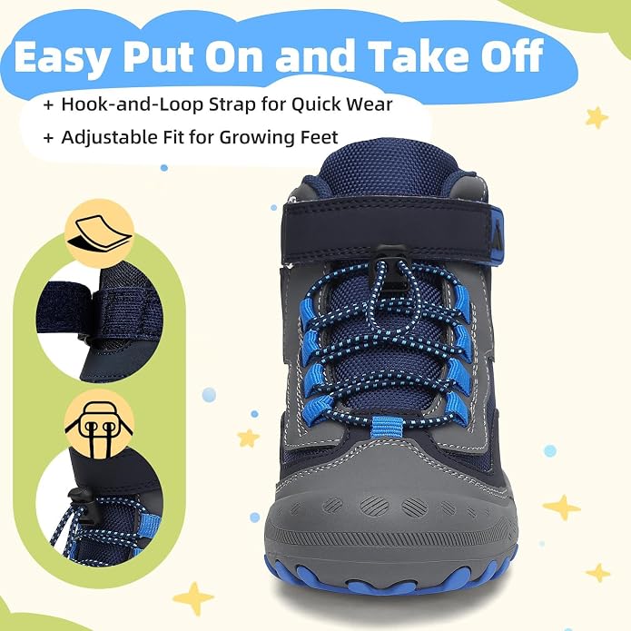 Mishansha Kids Water Resistant Hiking Boots, Boys Girls Anti Collision Anti-Skid Athletic Outdoor Adventure Trekking Shoes