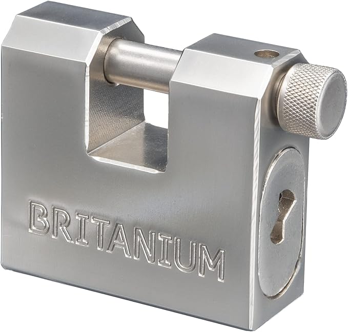 Britanium® BRX66 Heavy Duty Container Padlock with 5 Keys – 10mm Cut Resistant Shackle, Anti Drill Brass Cylinder | High Security Lock for Shipping Container, Garage, Shed, Gate