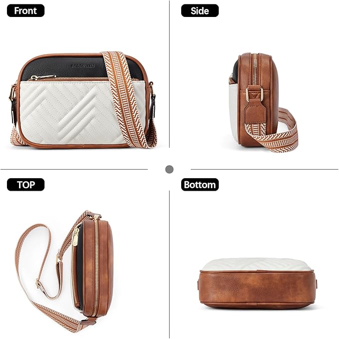 BOSTANTEN Quilted Crossbody Bags for Women Vegan Leather Purses Shoulder Handbags with Wide Strap