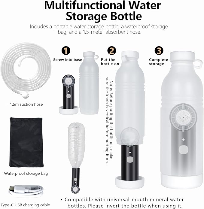 Portable Electric Bidet for Travel | Handheld Rechargeable Travel Bidet with 5 Spray Modes | Compact Personal Hygiene Solution for Camping, Hotel, Postpartum Care & Baby (Black)