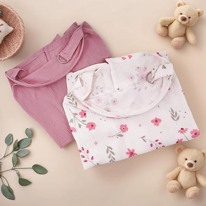 2 Pack Muslin Nursing Cover for Breastfeeding, 100% Cotton Soft Privacy Nursing Covers Apron Breastfeeding Cover with Arch Neckline for Women New Mom, Multi-use Breastfeeding Essentials