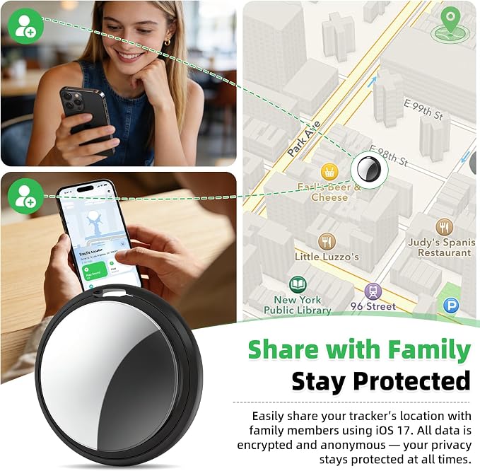 4 Packs Air Tracker Tags Compatible with Find My (iOS Only), Bluetooth Tracker, Smart Keys Finder and Item Locator with Waterproof Case for Wallet Luggage Backpack (4Black)