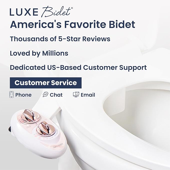 LUXE Bidet NEO 185 - Dual Nozzle, Self-Cleaning, Non-Electric Bidet Attachment for Toilet Seat, Adjustable Water Pressure, Rear & Feminine Wash (Rose Gold)