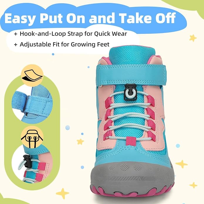 Mishansha Kids Water Resistant Hiking Boots, Boys Girls Anti Collision Anti-Skid Athletic Outdoor Adventure Trekking Shoes