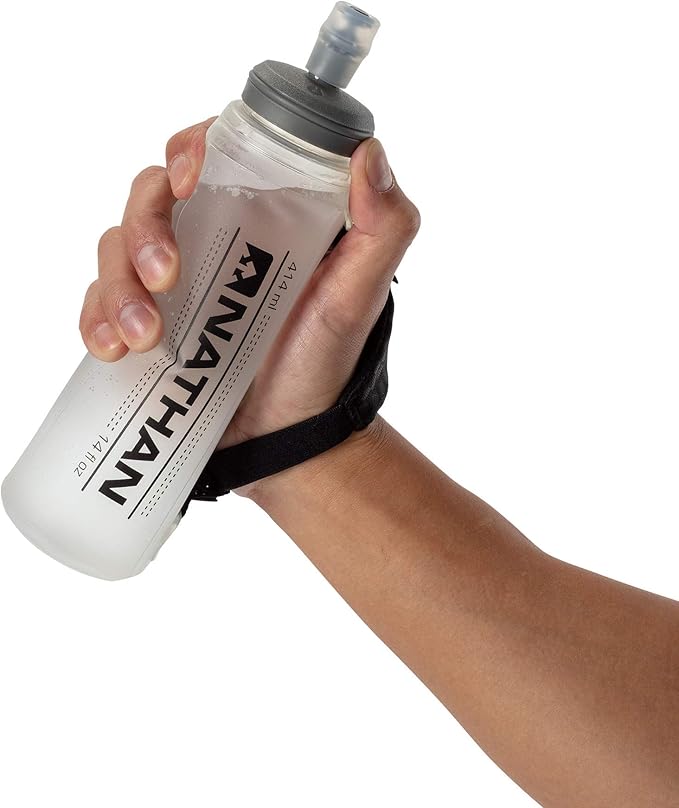 Nathan Pinnacle Lite Handheld 14oz Flask, Handheld Water Bottle for Marathons, Hiking, Ultra Running and Outdoor Activity