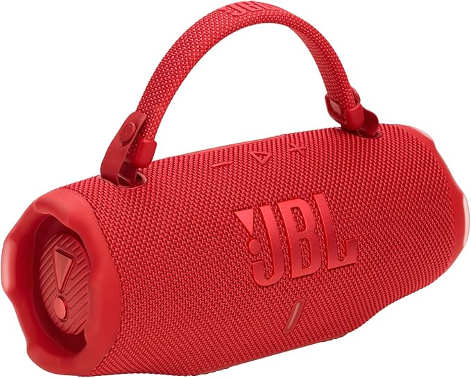 JBL Charge 6 - Portable Waterproof & Drop-Proof Bluetooth Speaker, Bold JBL Pro Sound with AI Boost, 28Hrs of Playtime, Built-in Powerbank & Comes with a Sturdy/Removable Carrying Strap (Red)