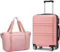 Kono Suitcase Set 2 Piece Carry On Lightweight PC+ABS Hardside Luggage with TSA Lock Spinner Wheels (Nude, 20in)