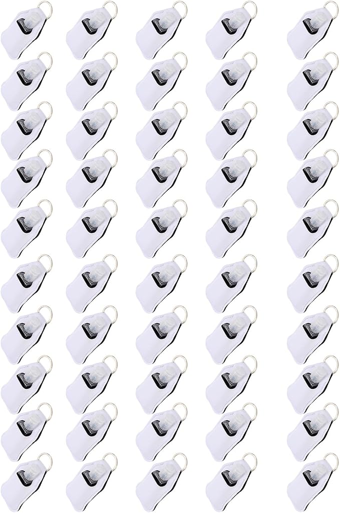 Pomya 30ml Refillable Travel Bottles | LeakProof Keychain Holders Set For Hand Sanitizer & Lotion (White)