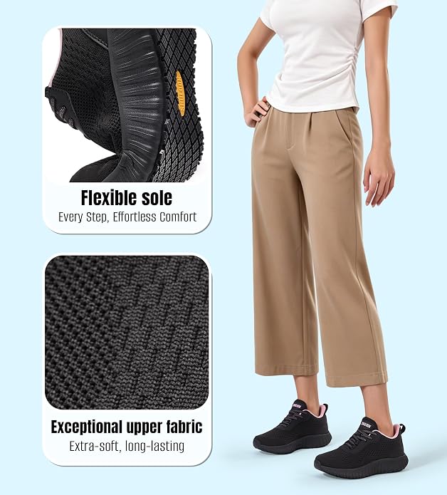 SHULOOK Women's Non Slip Work Shoes Slip-Resistant Kitchen Chef Restaurant Food Service Nurse Shoe Comfortable Mesh Breathable Walking Sneakers Black