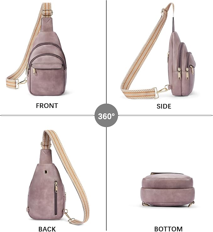 BOSTANTEN Sling Bag for Women Leather Crossbody Bags Fanny Pack Chest Bag for Travel
