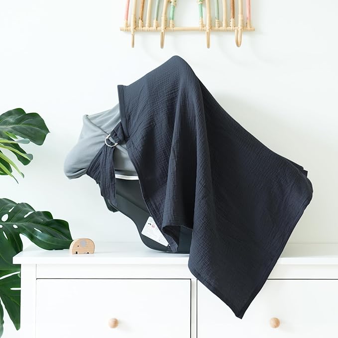 MairMore Muslin Nursing Covers for Breastfeeding, Privacy Breast Feeding Cover with Arch Neckline for Mom and Baby, Breathable 100% Cotton Nursing Apron Multi-use Stroller Cover