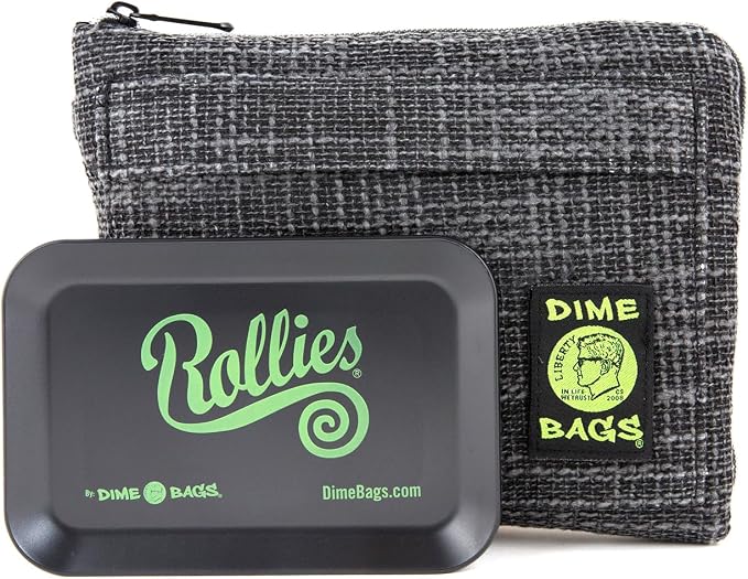 Dime Bags All-in-One Padded Pouch with Accessory Tray & Smell/Spill Proof Pocket, Protective Case for Glass Storage & Travel