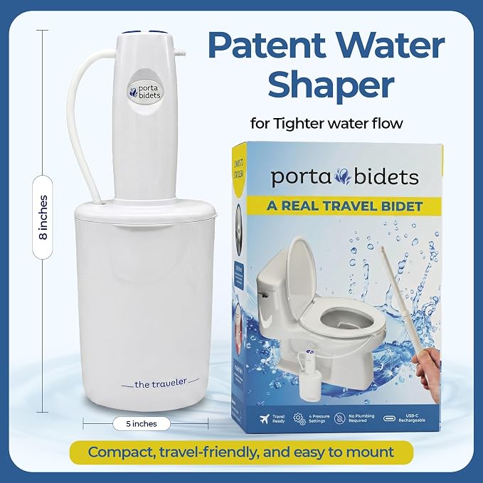 The Traveler Portable Travel Bidet | Mounts to Any Toilet | Compact Hygiene Kit for Hotels, Cruises &