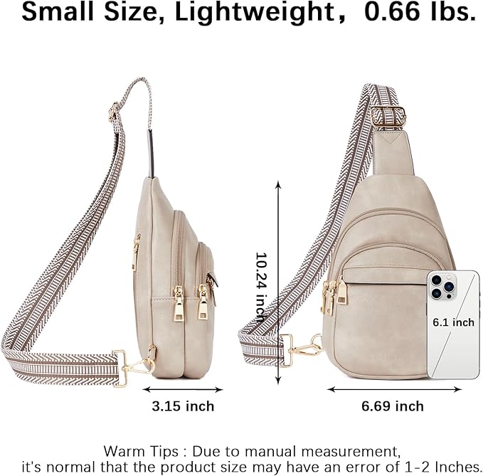 BOSTANTEN Sling Bag for Women Leather Crossbody Bags Fanny Pack Chest Bag for Travel