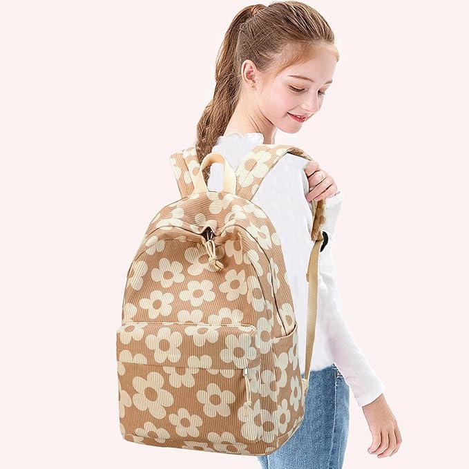 Bluboon School Backpack for Teen Girls Bookbags Elementary High School Corduroy Laptop Bags Women Travel Daypacks