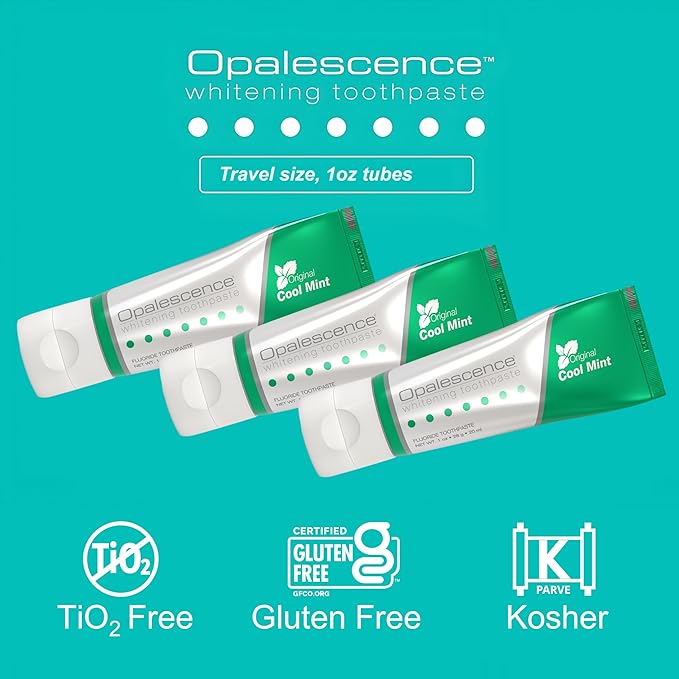 Opalescence Whitening Toothpaste, Travel Size 1 Ounce (6 Pack) Fluoride Teeth Whitening Toothpaste Travel Size, Original Mint Flavor, 402-6