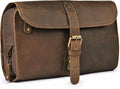 LEATHER VILLAGE Hanging Genuine Leather Toiletry Bag for Men & Women with Waterproof Lining – Handcrafted Vintage Travel Dopp Kit, Shaving Organizer & Shower Bathroom Essentials Case - Brown