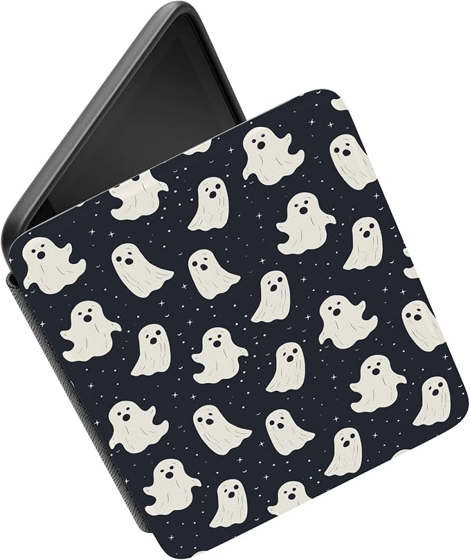 Casely Kindle Case | All Boos No Bite | Friendly Ghost | Compatible with 7" Kindle Colorsoft and 7" Kindle Paperwhite (12th Gen 2024 Edition) | Auto Sleep/Wake Function | Hand Strap