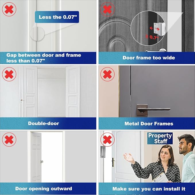 Door Reinforcement Lock Withstands 800lbs of Force - Silver Extra Proof Door Lock for Kids Safety Drilling Required, Prevents Unauthorized Entry, Add a Door Security Lock for Home Safety & Privacy