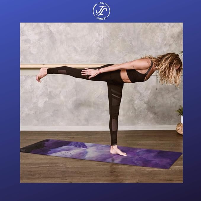 June & Juniper Travel Yoga Mat Foldable Lightweight - Thin Light Non-Slip Travel Yoga Mat Eco