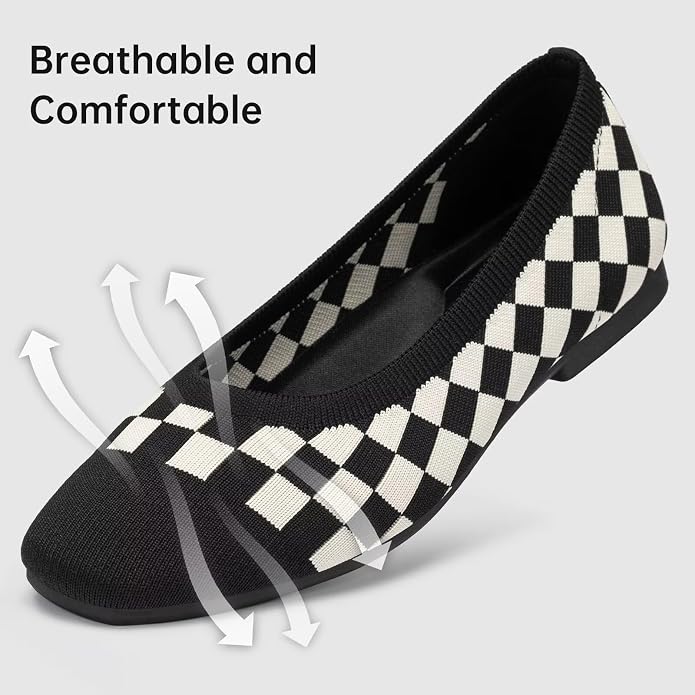 Frank Mully Women's Flats Square Toe Flats Comfortable Slip on Washable Ballet Flats Shoes for Women Dressy Work