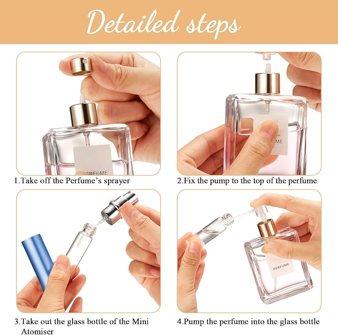 Motiskyy 140 Pcs 5 ml Refillable Perfume Atomizers Bulk - Mini Travel Cologne Sprayers with Refill Pump & Transfer Tool for Perfume Makers & Small Studios(Morandi Color)